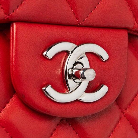 Chanel Red Quilted Lambskin Leather Classic Maxi Double Flap Bag - Picture 5 of 10